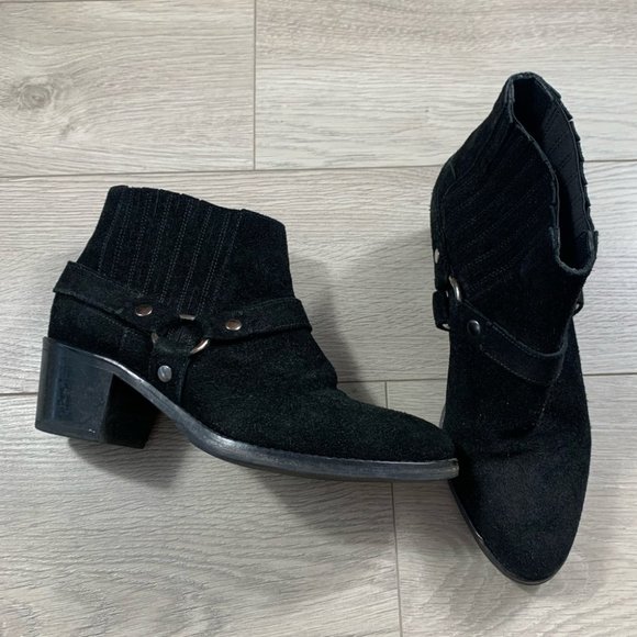 ALL SAINTS BLACK SUEDE ANKLE BOOTIES - Picture 11 of 16